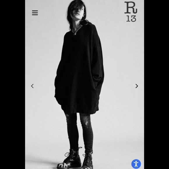 R13 Grunge Sweatshirt Dress - Washed Black. Size medium - Picture 2 of 13